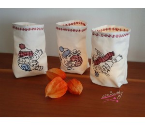 Stickserie ITH - Lichtbeutel Winter Vögelchen 